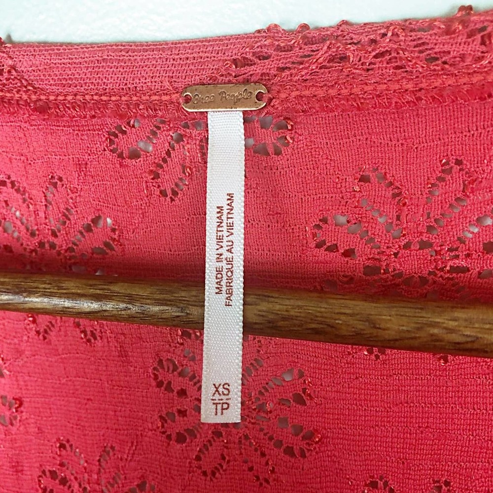 Free People Persimmon Daisy Lace Peplum Godet Top - Picture 6 of 8